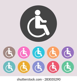 Wheelchair Handicap Icon. Set of colored icons.