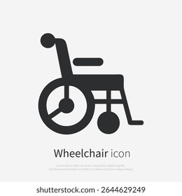 Ícone de handicap de cadeira de rodas silhouette.Vetor logotipo de um ícone de rampa de acesso. Ilustração vista lateral isolada no fundo branco.