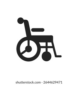 Ícone de handicap de cadeira de rodas silhouette.Vetor logotipo de um ícone de rampa de acesso. Ilustração vista lateral isolada no fundo branco.