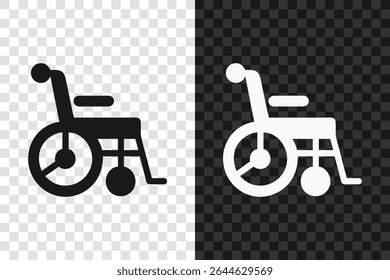 Ícone de handicap de cadeira de rodas silhouette.Vetor logotipo de um ícone de rampa de acesso. Ilustração vista lateral isolada no fundo transparente.