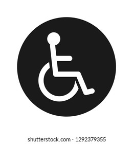 Wheelchair handicap icon vector illustration design isolated on flat black round button