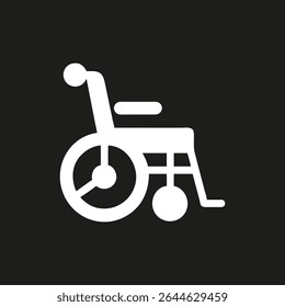 logotipo de silhueta handicap cadeira de rodas.Rampa de acesso ícone branco isolado no fundo preto.Vetor ilustração vista lateral.