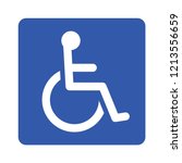 Wheelchair, handicapped or accessibility parking or access sign flat blue vector icon for apps and print
