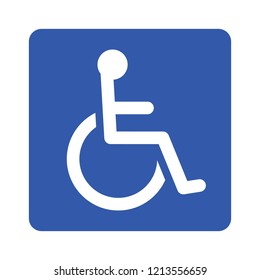 Инвалидные коляски, инвалидов или доступности парковка или знак доступа плоский синий вектор значок для приложений и печати