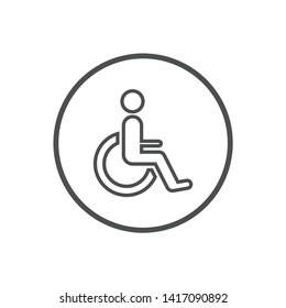 Wheelchair, handicapped or accessibility parking or access sign flat outline, stroke vector icon for apps and print - Vector
