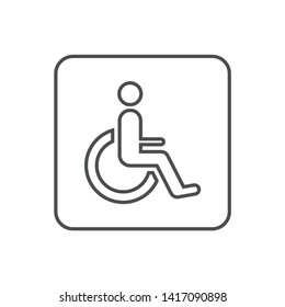 Wheelchair, handicapped or accessibility parking or access sign flat outline, stroke vector icon for apps and print - Vector
