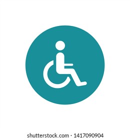 Wheelchair, handicapped or accessibility parking or access sign flat blue vector icon for apps and print - Vector
