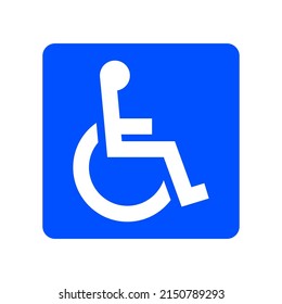 Wheelchair, handicapped or accessibility parking or access sign flat blue vector icon for apps and print