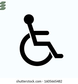 Wheelchair, handicapped, Disabled Handicap or accessibility parking or access sign symbol flat vector icon for apps and print