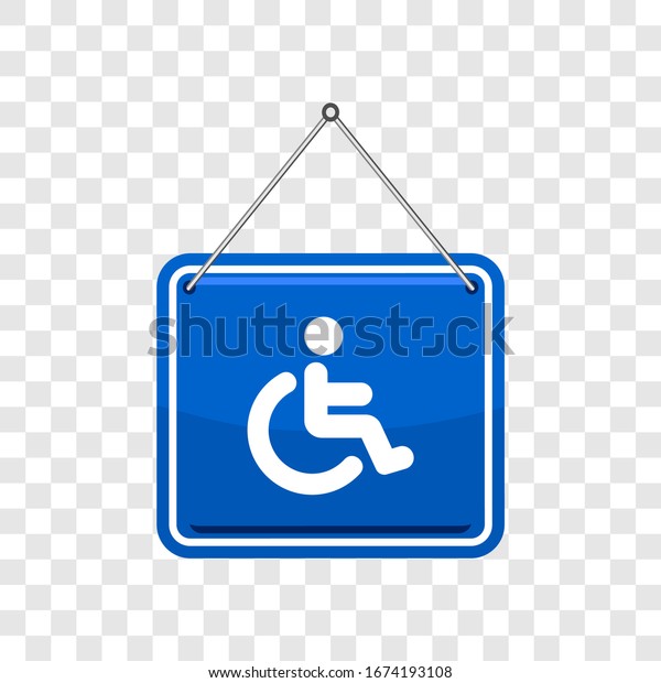 Wheelchair, handicapped parking access sign\
flat blue vector icon for apps and print illustration isolated on\
transparent\
background