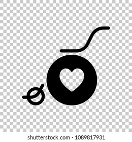 wheelchair and heart, outline icon. On transparent background.