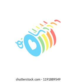 wheelchair and heart, outline icon. Stack of colorful isometric icons on white background