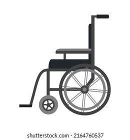 Wheelchair In The Hospital With No People. Isolated Chair Of A Disabled Person On White Background. Flat Vector Illustration