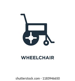 Wheelchair icon. Black filled vector illustration. Wheelchair symbol on white background. Can be used in web and mobile.