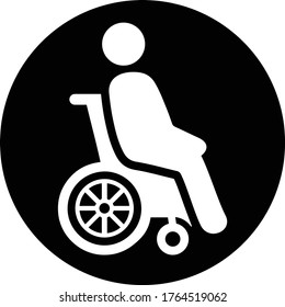 Wheelchair icon, black vector graphics