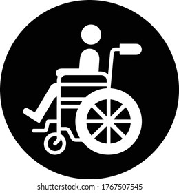 Wheelchair icon, black vector graphics