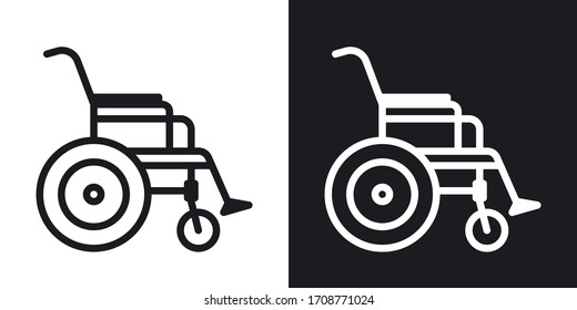 Wheelchair icon, disabled person concept. Simple two-tone vector illustration on black and white background