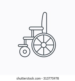 Wheelchair icon. Disabled traffic sign. Linear outline icon on white background. Vector