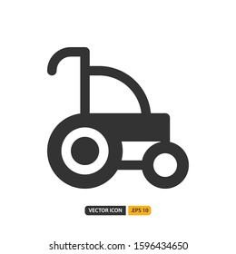 wheelchair icon in filled style. Vector logo design template. Modern design icon, symbol, logo and illustration. Vector graphics illustration and editable stroke. Isolated on white background.
