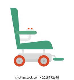 Rollstuhlsymbol. Flache Illustration von Rollstuhl, Vektorsymbol einzeln auf weißem Hintergrund