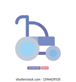 wheelchair icon in flat style. Vector logo design template. Modern design icon, symbol, logo and illustration. Vector graphics illustration and editable stroke. Isolated on white background.