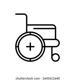 Icono de silla de ruedas. Gráfico vectorial plano en fondo blanco.