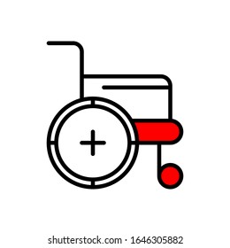 Icono de silla de ruedas. Gráfico vectorial plano en fondo blanco.