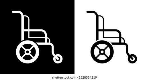 Wheelchair icon. hospital equipment. Hospital icon. Health icon. Black icon. Silhouette.