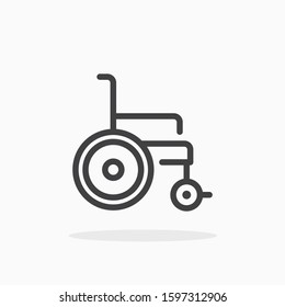 Wheelchair icon in line style. For your design, logo. Vector illustration. Editable Stroke.