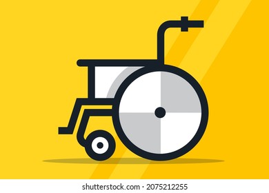 wheelchair icon on yellow background. flat vector illustration.