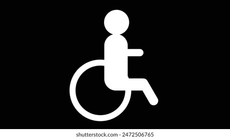 Wheelchair icon, people flat icon, Wheelchair handicap sign on black background.