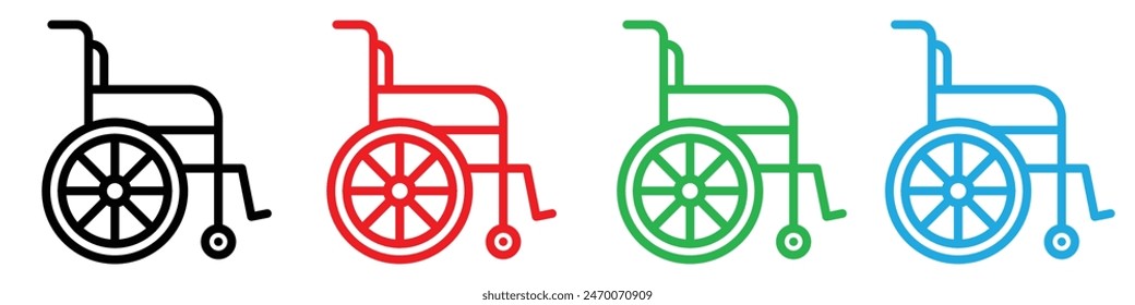 Icono de silla de ruedas que representa ayudas de accesibilidad y movilidad, ideal para instalaciones de atención médica, servicios para personas con discapacidad y diseño inclusivo