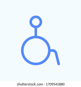 Icono de silla de ruedas. Ilustración circular y delgada del símbolo de discapacidad para el uso del diseño web e impreso. 
