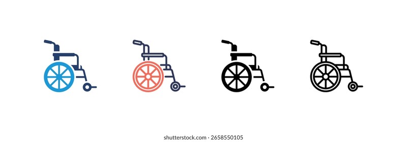 Wheelchair icon set multiple style collection