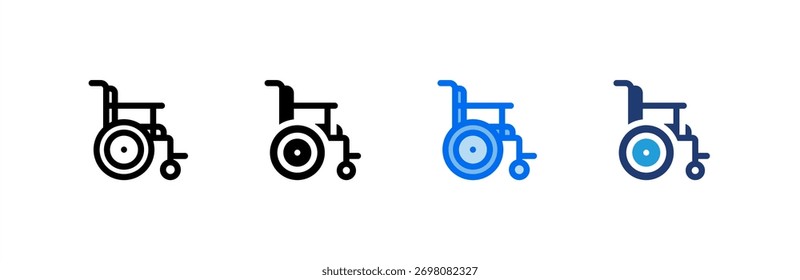 Rollstuhl Symbol Set mehrere Stil Sammlung. Vektorgrafik.