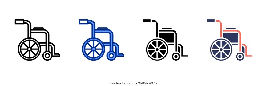 Wheelchair icon sheet multiple style collection