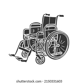 Wheelchair Icon Silhouette Illustration. Hospital Vector Graphic Pictogram Symbol Clip Art. Doodle Sketch Black Sign.