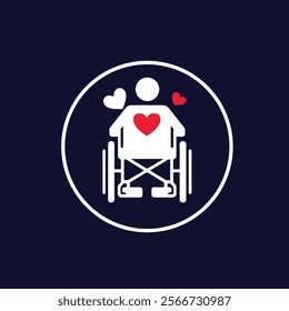 Wheelchair icon. Simple style. Chair, wheel, pictogram, disabled, handicap, web, injury, medical concept. Vector illustration