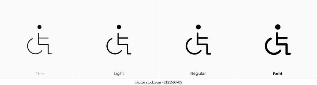 Rollstuhlsymbol. Thin, hellrosa und feines Design einzeln auf weißem Hintergrund