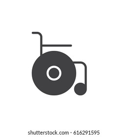 Wheelchair icon vector, filled flat sign, solid pictogram isolated on white. Symbol, logo illustration. Pixel perfect