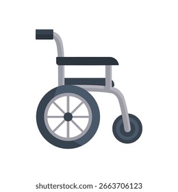 Rollstuhl-Icon-Vektor - flaches Design auf weißem Hintergrund. Symbol für Barrierefreiheit und Behinderung für Beschilderung, öffentliche Einrichtungen, Gesundheitsdienste, Verkehr und inklusives Design.