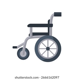 Wheelchair Icon Vector – Flat Design on White Background. Accessibility and disability symbol for signage, public facilities, healthcare services, transportation, and inclusive design.