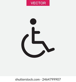 Wheelchair icon vector, handicap solid logo trendy style illustration for web and app on white background..eps