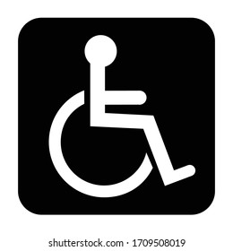 Wheelchair Icon Vector. Handicapped or Accessibility Parking Symbol. Disable Person Indication. 