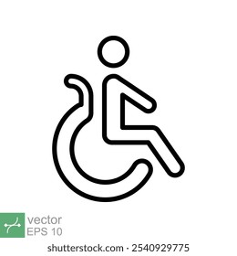 Vector de icono de silla de ruedas. Signo de estilo lineal para concepto móvil y Diseño web.