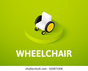 Wheelchair icon, vector symbol in flat isometric style isolated on color background