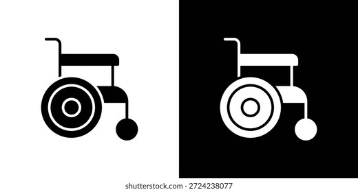 Wheelchair icons flat vector concept. Black and white illustrations