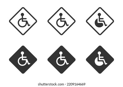 Wheelchair icons set. Vector illustration.