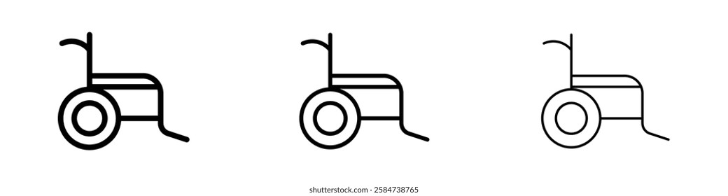 Wheelchair icons in three different stroke lines