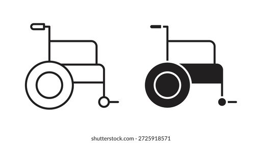 Rollstuhl-Symbole. Lineares Vektorsymbol einzeln auf weißem Hintergrund.